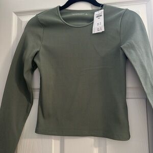 NWT- Abercrombie & Fitch Sage Ribbed Long Sleeve Top